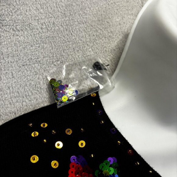 NEW Quacker Factory Floral Sequin Sweater Size XS Black Holiday Long Sleeve Top - Picture 10 of 13